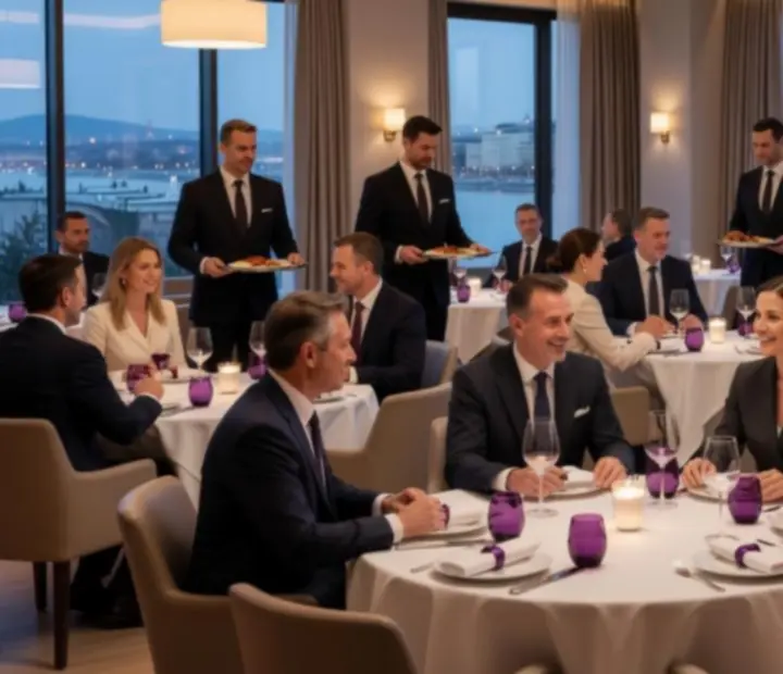 Elegáns céges vacsoraasztal a Distriict24-ben
