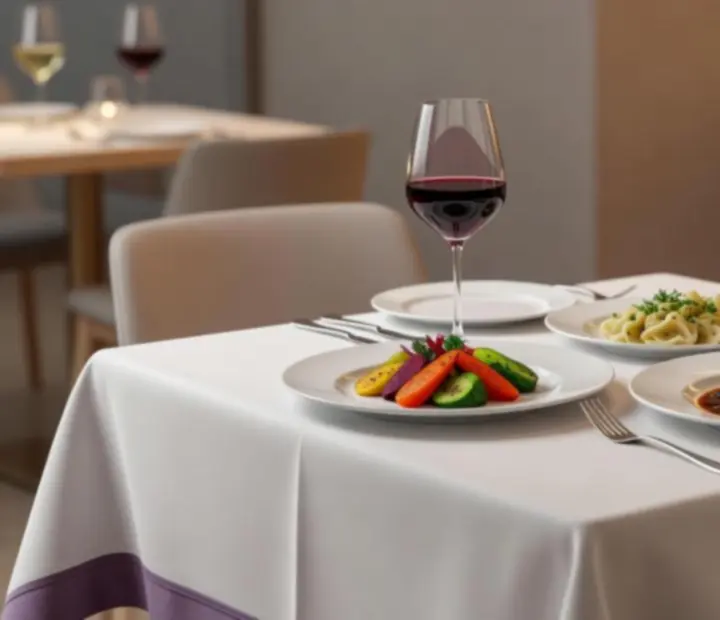 Gourmet fogásokkal megterített elegáns vacsoraasztal a Distriict24-ben